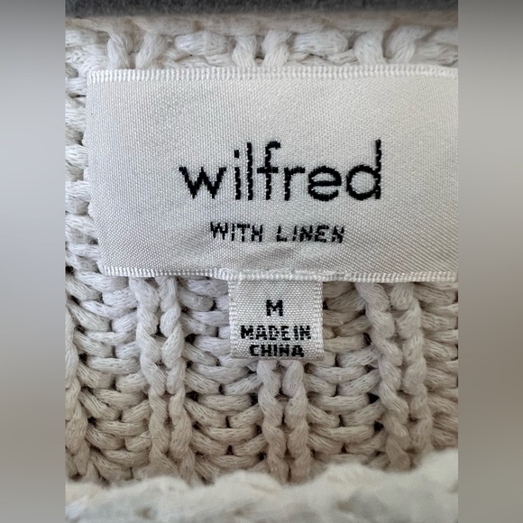 Aritzia Wilfred  Randonnai Linen Blend Sweater in Ivory  Chunky Knit Size Medium - Picture 7 of 12